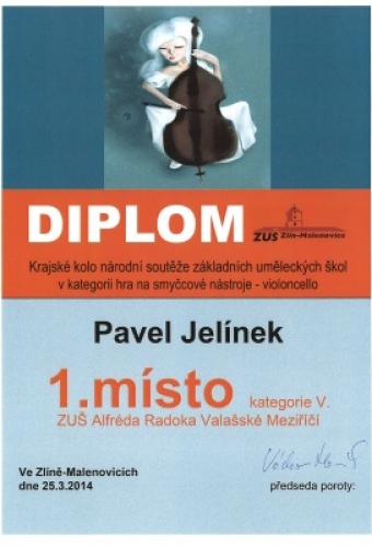 Violoncellista PAVEL JELÍNEK vítězem ve Zlínském kraji 