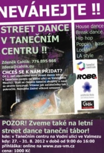 Letní street dance taneční tábor ve Valašském Meziříčí