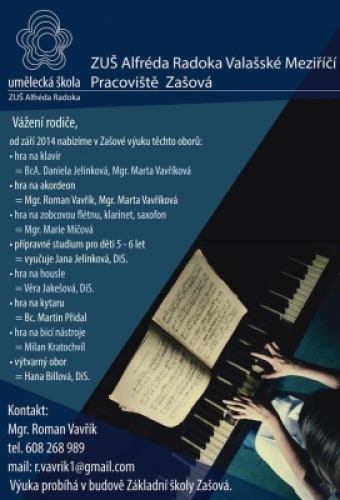 ZUŠ Alfréda Radoka přijímá děti do uměleckých oborů v ZAŠOVÉ