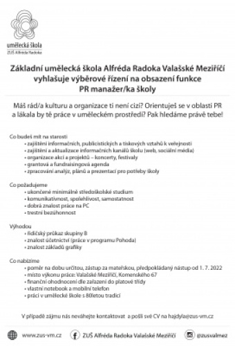 Hledáme parťáka na pozici PR manažer/ka školy
