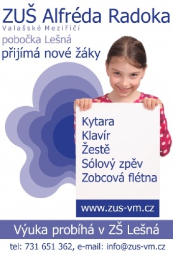 ZUŠ Valašské Meziříčí zahajuje výuku v ZŠ Lešná